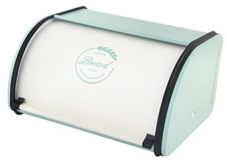 MagiDeal Metal Bread Bin Bread Storage Bread Holder with Lid Kitchen Storage Container for Countertop Dessert Shop Closet Restaurant, White Green S