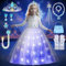 COYBTO Robe Reine des Neiges Anna LED Avec Perruque Lumineuse, Couronne et Ensemble Princesse, Déguisement Elsa Pour Carnaval