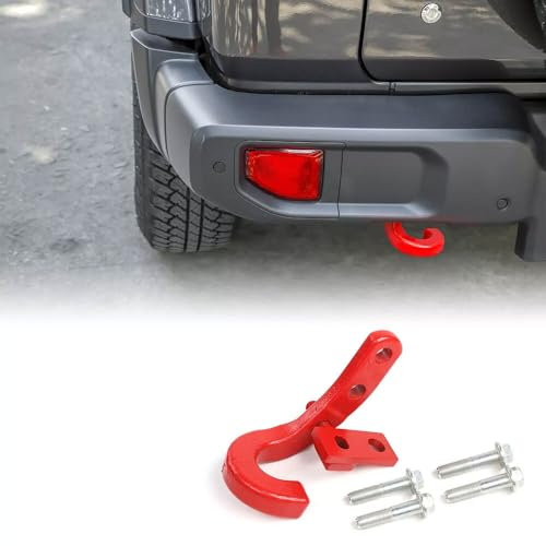 CKPEOR Gancio di Traino Posteriore Kit Gancio di Traino Sinistro rimorchio Gancio Ricevitore per 2018-2023 Jeep Wrangler JL JLU,Rosso