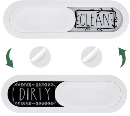 sourcing map Dishwasher Magnet Clean Dirty Sign Oval Magnetic Dishwasher Indicator Black/White Non-Scratch Sign with Stickers for Dishwasher Kitchen Hotel, White