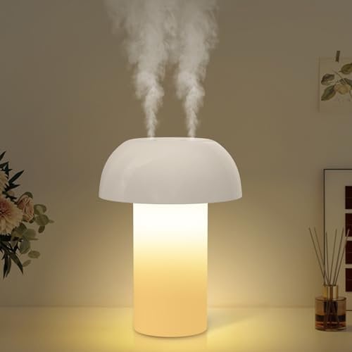 OQIMAX Mini Luftbefeuchter mit 2 Düsen, 500ML Luftbefeuchter mit Nachtlicht, 6H Automatische Abschaltung, Luftbefeuchter Klein für Schlafzimmer Kinderzimmer, Büro, Pflanzen