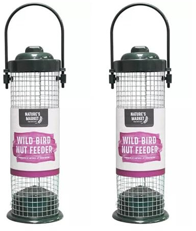 2 x Hanging Bird Feeders Seed Nut Fat Ball Easy Fill Garden Feeding Stations Nut Feeder