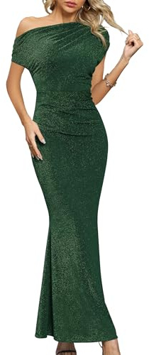 Missufe Damen Abendkleid Cocktailkleid Ballkleid Lang Hochzeit Festlich Elegant Maxi Meerjungfrau Bodycon One Shoulder Kleider
