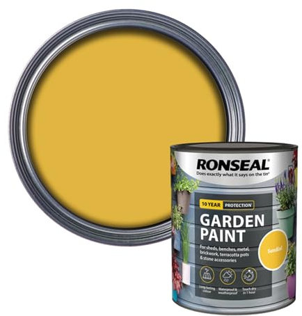 AOC24 Garden Fence Paint 750ml – Multi-Surface Exterior Paint for Wood, Brick, Metal, Stone & Terracotta – Waterproof, Resists Fading, Matt Finish for Sheds, Fences, Garden Furniture Paint Sundial