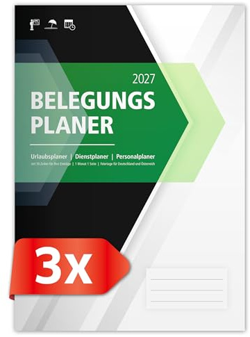 PRIMUS PRINT Belegungsplan 2026+2027 Personalplan Urlaubsplaner Dienstplan | für Firmen, Hotels, Gastronomie, bis zu 30 MA/Tische/Buchungen, inkl. Feiertage und Ferien - 210x295mm - (3x 2027)