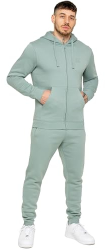 989Zé ENZO Mens Tracksuit Set Long Sleeve Essential Casual Zip Up Hoodie and Cuffed Sweatpants Joggers (UK, Alpha, L, Regular, Regular, Sage)