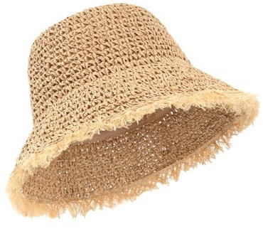 Zylioo L Strohhut Fischerhüte Für Kleine Kopf, Sommer Sonnenhut, Atmungsaktiv Strandut mit breiter Krempe
