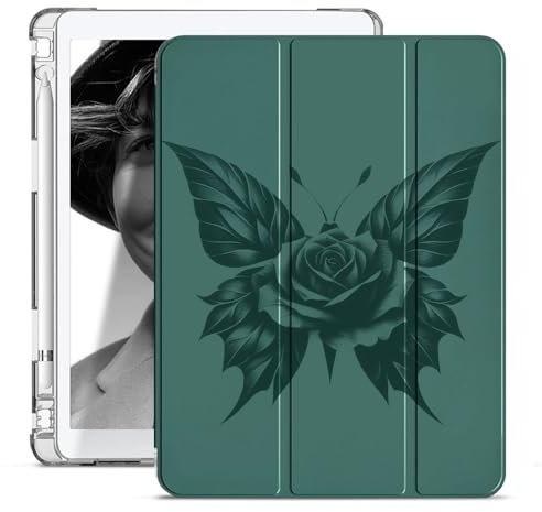 Sunrive Tablet Coque Compatible avec iPad Air 2 2014 9.7,conçu avec Un Support à Trois Volets, Leather Housse Étui PU Cuir Réveil/Sommeil AutomatiqueVert foncé