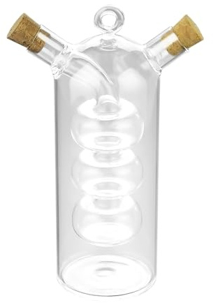 DOETYD Oil and Vinegar Dispenser Cruet Bottle 2 in 1 Dual Glass Oil Bottle with Cork Stoppers for Kitchen Gadgets Air Fryer Salad BBQ