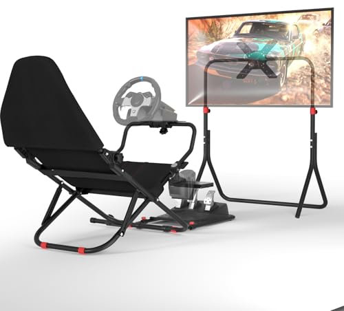 RACGTING Racing Simulator Cockpit with TV Monitor Stand for G920 G29 G923, Sim Racing Cockpit for Thrustmaster T248X T248 T300RS T150 T-GT II,for Fanatec CSL DD/ClubSport DD+,for MOZA R9/R12,for