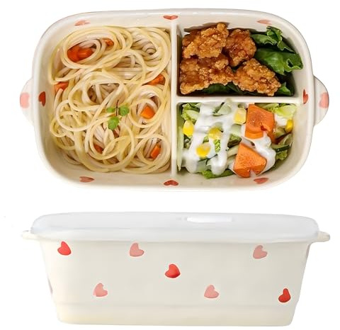 CompadreBol Ceramic Lunch Box, Beige Lunch Box with lid, Leak-Proof and Reusable, Ideal for use in the Office, picnics, Short Trips or Cycling