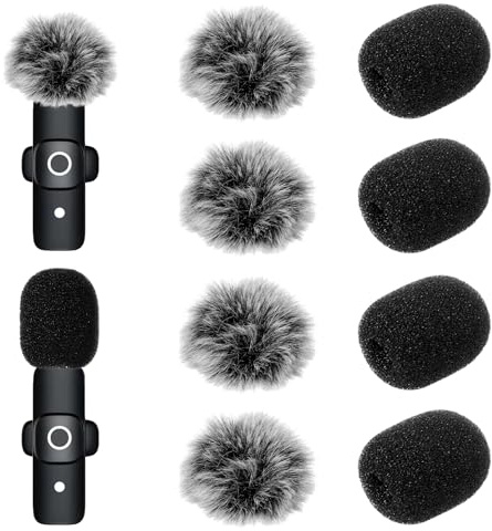 8 Pcs Microphone Cover Microphone Windscreen Mini Wireless Furry Mic Windscreen & Foam Mic Cover Set, Reduce Plosive and Better Highlight the Vocals