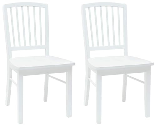 vidaXL Dining Chairs 2 pcs Solid Rubber Wood White 50 x 52.5 x 91 cm