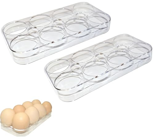 Huevera para frigorífico, 2 unidades, para el frigorífico, para 8 huevos, ahorro de espacio, caja transparente para guardar huevos, práctico recipiente de plástico para huevos – Almacenamiento en el