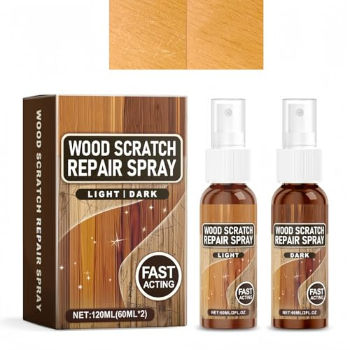 Wood Floor Scratch Repair,Wood Furniture Repair Kit,Wood Repair Kit with Light&Dark Wood Filler,Instant Fix Scratch Remover Spray,Laminate Floor Repair Kit for Scratch,Cracks,Stain,Easy to use