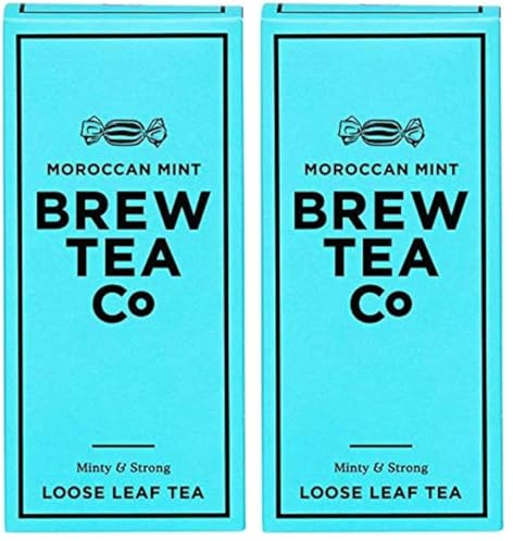 Brew Tea Co - Moroccan Mint - Minty & Strong Herbal Tea - 113g Loose Leaf Tea (Pack of 2)