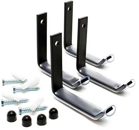 Wiltec Reifenhalter Wandhalterung für 4 Reifen – 106 x 20 x 102 mm – aus Stahl – max. Traglast 25 kg je Halter – Zubehör für Reifen Reifenregal Felgenbaum