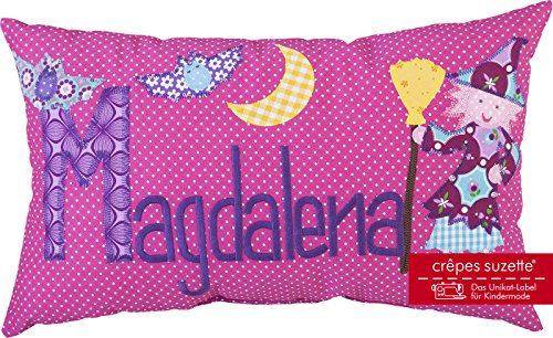 crepes suzette Namenskissen, Geschenk Arche Noah, Kissen mit Wunschnamen, Taufgeschenk Geburtsgeschenk, Babykissen, Geschenk Taufe Mädchen, Geschenk Hexe