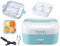 BEPER FOODY Gamelle Chauffante pour Voiture, Camion, Bureau, Ecole avec prise double ( Voiture/Mural) - Lunch Box Chauffante avec 4 Compartiments Internes Séparables + Couverts Inclus, Bleu