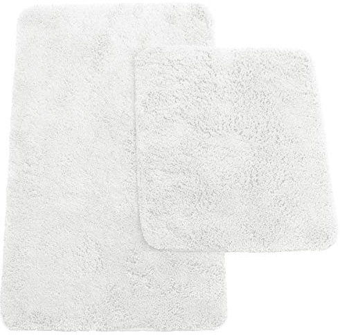 Brandsseller Badematten 2er-Set bestehen aus Badvorleger: ca. 50/80cm und WC-Vorleger ca. 45/50cm - Weiß