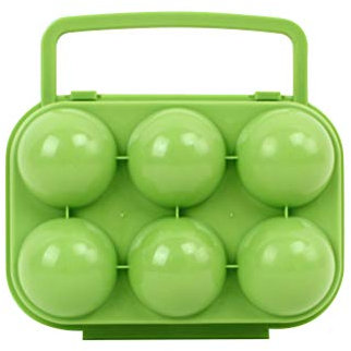 BESPORTBLE Eier Aufbewahrungsbox mit Griff Tragbare Eierbox Eierbehälter Eierträger Vorratsdose für Outdoor Picknick Camping Wandern 6 Gitter (Grün)