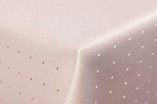 Punkte Damast Tischdecke von First-Tex 180 rund in *Creme/Hellbeige*