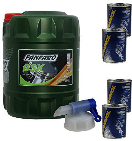 20L Motoröl FANFARO GSX 15W-40 4x MANNOL Motor Flush ADDITIV