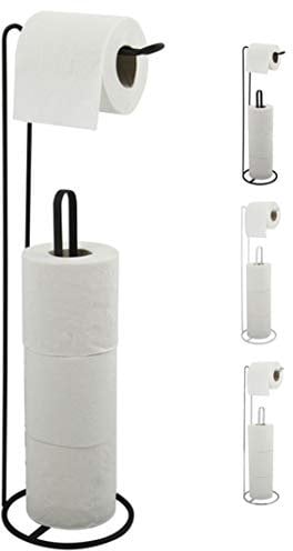 MSV Toilettenpapierhalter Stehend BxHxT: 15x54x15cm freistehender Papierrollenhalter Edler Rollenhalter für WC-Rollen als Ersatzrollenhalter Schwarz matt