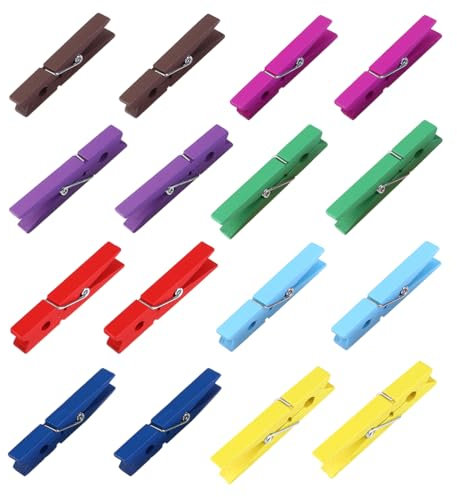 Cabilock Lot de 40 Pinces à Linge en Bois Durable, Pinces à Linge colorées, 7,4 cm