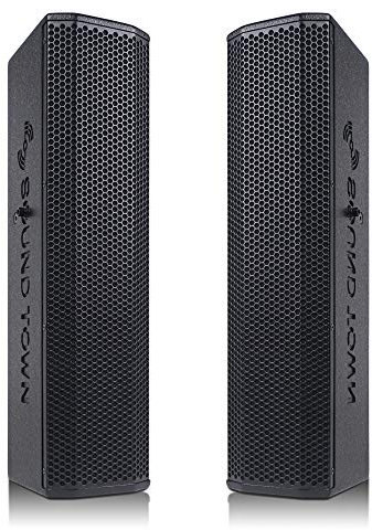 Sound Town Pair of Passive Wall-Mount Column Mini Line Array Speakers with 4 x 5” Woofers, Black for Live Event, Church, Conference, Lounge, CARPO-V5B