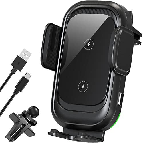 ULTRICS Car Phone Holder Wireless Charger, 15W Wireless Car Charger, Automatic Clamping Phones Holder Chargers, Phone Mount Compatible for iPhone 16/15 Pro Max /14/13 and Galaxy S25 Ultra/S24+/S23
