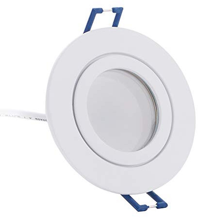 HCFEI 3er Set LED Einbaustrahler rund flach 5W dimmbar Neutralweiß 4000K 230V IP44 – geeignet für Bad, Küche, Sauna, Außenbereich – Ø60-70mm Bohrloch(Weiß - Neutralweiß)