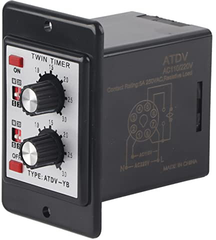 Fafeicy Knopfsteuerungszeitschalter, AC110V/220V 50/60Hz Relais Ein Aus Doppel-Timer für Badventilator, Lichttimer