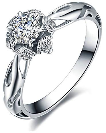 Bishilin Trauringe Gold 750, Solitärring Diamant 0.4ctHochzeit Ringe Eheringe Nickelfrei Gr. 66 (21.0)