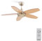 CREATE / WINDFLOWOOD/Deckenventilator Nickel Naturholzflügel mit Fernbedienung/Leise, umkehrbare Flügel, AC-Motor, Programmierbar von 1h bis 4h, 2 Höhen, 3 Lichttemperaturen, 60W, Ø107cm
