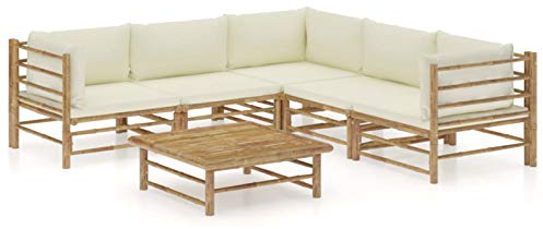 Tidyard 6/7/8 pz Set Divani Modulari Angolari da Giardino per Esterno in bamb?con Tavolino e Cuscini,Salotto da Giardino in bamb?Salotto da Esterno in bamb?Divano Angolare Modulare da Giardino