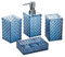 A+KCEYON Lot de 4 Accessoires de Salle de Bain Bleu Marine avec Porte-Brosse à Dents, Distributeur de Savon, Porte-Savon, gobelet, Motif Diamant