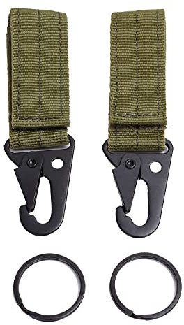FLYAMAPIRIT Taktische Gürtelclips Karabiner Riemen Hängende Schlüsselanhänger für Camping, Wandern und Outdoor-Aktivitäten (2 Stück, Grün)