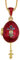 Générique Pendentif Oeuf Style Fabergé Rouge Fleur de Lys avec Cristaux et sa chaîne