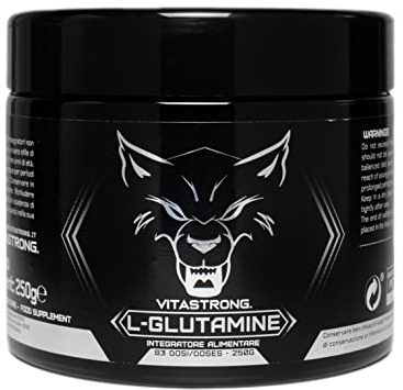 Vitastrong L Glutammina in Polvere 250g, Post Workout Recupero Muscolare | L-Glutammina Pura in Polvere, Oltre 80 Porzioni, Non Aromatizzata, Senza Additivi, Glutine, Lattosio, OGM, Misurino Incluso