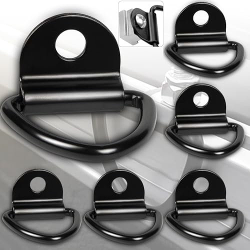 Brateuanoii 6 Stück V Aufbauring, Zurröse V Ring Hake, Aufbauring Zurröse, Schwerlast Haken, 453KG Klappbar Ringe Haken Schwerlast Aufbauzurrösen Zurrringe für Anhänger LKW PKW Trucks Boots Kajak