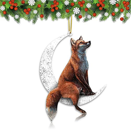 Weihnachtsschmuck 2021 Baumschmuck, lustige Weihnachtsmann Ornamente, Weihnachtsbaumschmuck, Weihnachtsfenster Wohnzimmer Ornamente, für Familie und Kinder (Fuchs (Acryl))