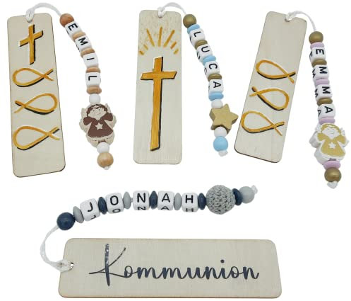 Personalisiertes Lesezeichen Kommunion oder Konfirmation mit Namen - freie Farb und Motivwahl - Geschenk Kommunion Firmung Konfirmation Gotteslob Junge Mädchen