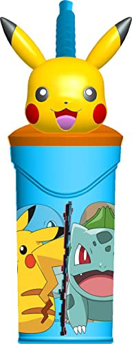 ALMACENESADAN, 4918. Gobelet figurine 3D avec canne réutilisable Pokémon, capacité 360 ml, produit réutilisable, sans BPA.