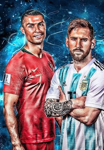 Lionel Messi Cristiano Ronaldo Poster Fußballspieler Wandkunst Bild A4