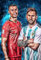 Lionel Messi Cristiano Ronaldo Poster Fußballspieler Wandkunst Bild A4