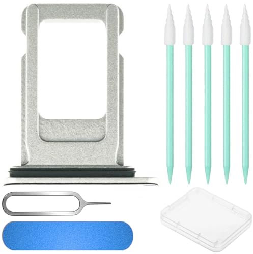 ZHUROUPU 4 In 1 Single Sim Card Tray Slot Holder Replacement with Waterproof Rubber Ring, Sim Card Tray Open Eject Pin for iPhone 11 (6.1) (White, Single Sim)