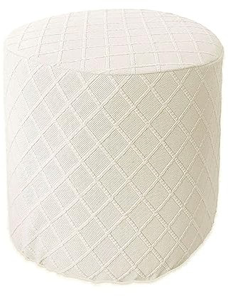 ZRCYXDW Runde Ottomane Schonbezug Hockerbezug, Elastische Weich Jacquard Ottoman-Bezug Für Katzen Hunde Eingedickt Polyester Hocker Husse Mit Elastischer Unterseite-Weiß-small