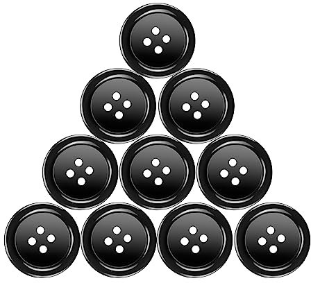 Knöpfe Harz Buttons 30mm Schwarz Knopf 4 Löcher Knöpfen zum Basteln 10 Stück Rund Hemdknöpfe mit Aufbewahrungsbox für Kleider Nähen DIY Handwerk und Deko