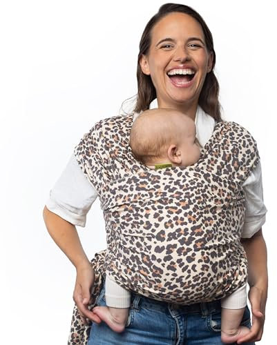 Boba Wrap - Fascia Elastica Porta Bebè Neonato, Portabimbo Facile dalla nascita a 15kg (Leopard)